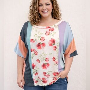Oddi Floral Colorblock Top NWOT– Size 2XL